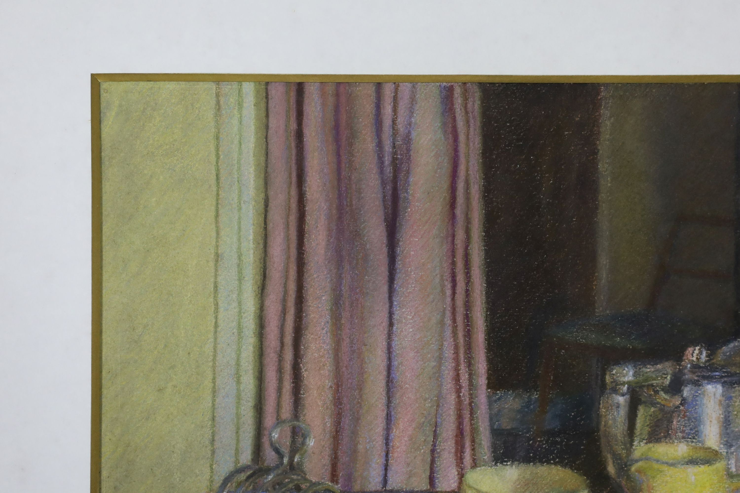 Hilda Carline (1889-1950), pastel, Breakfast table still life, 28 x 38cm